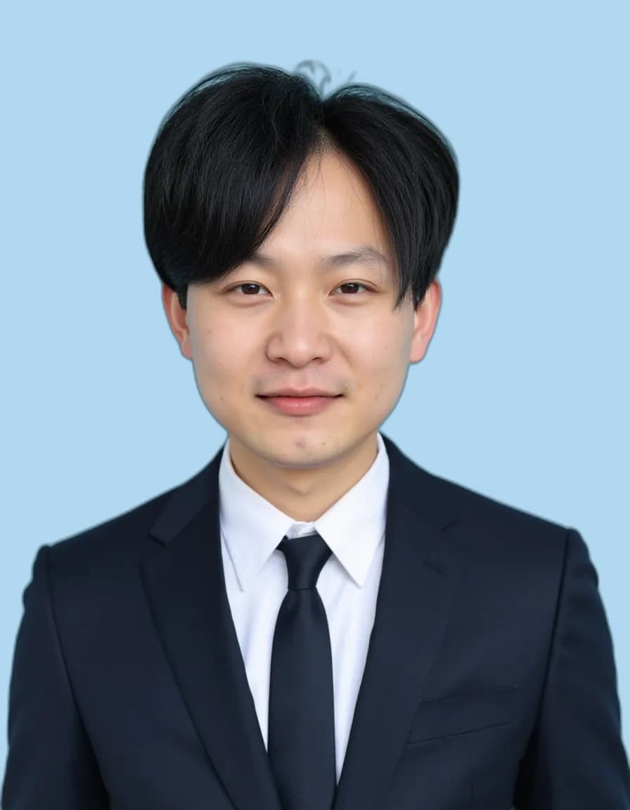 男性 証明写真 青背景 AIプロフィール写真